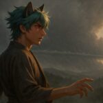 線状降水帯を前に自然の気配を感じ取るサクロウ｜Sakurou senses the oncoming linear rain band in the misty forest with silent intensity